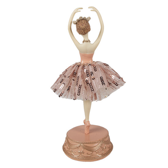 Clayre &amp; Eef   | Muziekdoos ballerina Roze &oslash; 11x29 cm | 65253