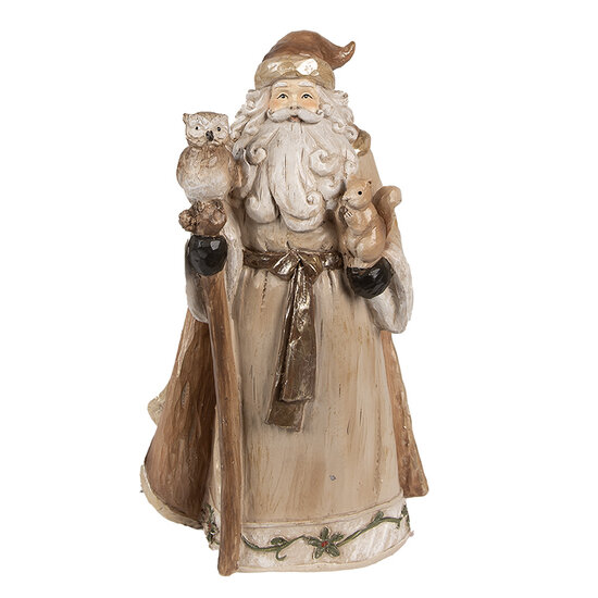 Clayre &amp; Eef   | Kerstdecoratie Beeld Kerstman Bruin 14x10x23 cm | 6PR3953