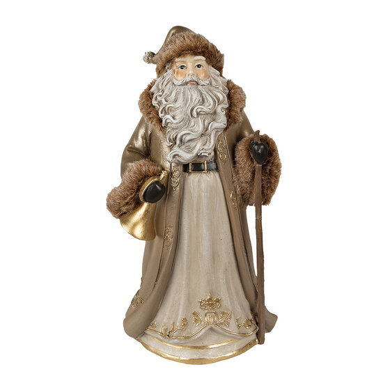 Clayre &amp; Eef   | Kerstdecoratie Beeld Kerstman Bruin 18x16x34 cm | 6PR3954