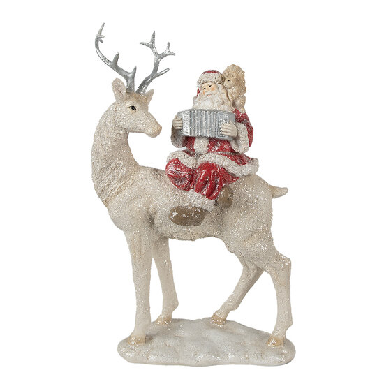 Clayre &amp; Eef   | Kerstdecoratie Beeld Kerstman Rood Wit 20x9x31 cm | 6PR3955