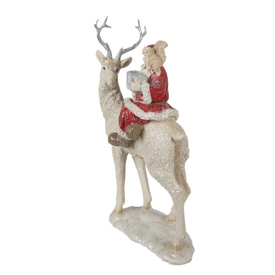 Clayre &amp; Eef   | Kerstdecoratie Beeld Kerstman Rood Wit 20x9x31 cm | 6PR3955