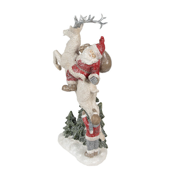 Clayre &amp; Eef   | Kerstdecoratie Beeld Kerstman Rood Wit 19x10x33 cm | 6PR3956