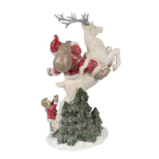 Clayre &amp; Eef   | Kerstdecoratie Beeld Kerstman Rood Wit 19x10x33 cm | 6PR3956