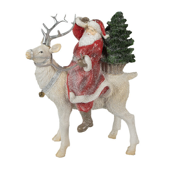 Clayre &amp; Eef   | Kerstdecoratie Beeld Kerstman Rood Wit 20x11x26 cm | 6PR3957