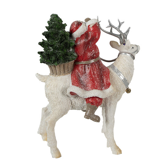 Clayre &amp; Eef   | Kerstdecoratie Beeld Kerstman Rood Wit 20x11x26 cm | 6PR3957