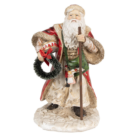 Clayre &amp; Eef   | Kerstdecoratie Beeld Kerstman Rood 16x14x25 cm | 6PR3970