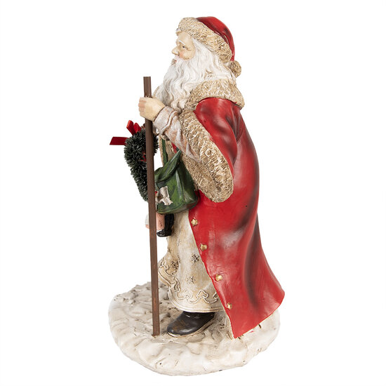 Clayre &amp; Eef   | Kerstdecoratie Beeld Kerstman Rood 16x14x25 cm | 6PR3970