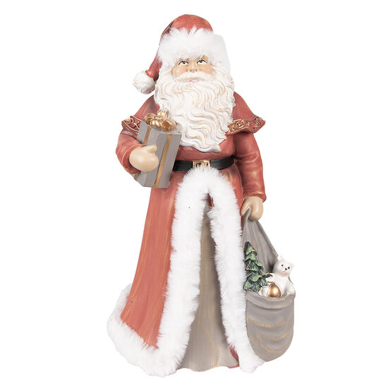 Clayre &amp; Eef   | Kerstdecoratie Beeld Kerstman Rood, Wit 16x16x31 cm | 6PR4938