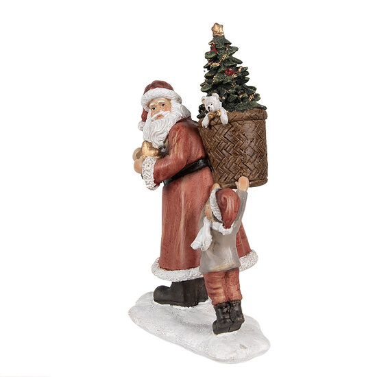 Clayre &amp; Eef   | Kerstdecoratie Beeld Kerstman Rood, Wit 12x9x19 cm | 6PR4940