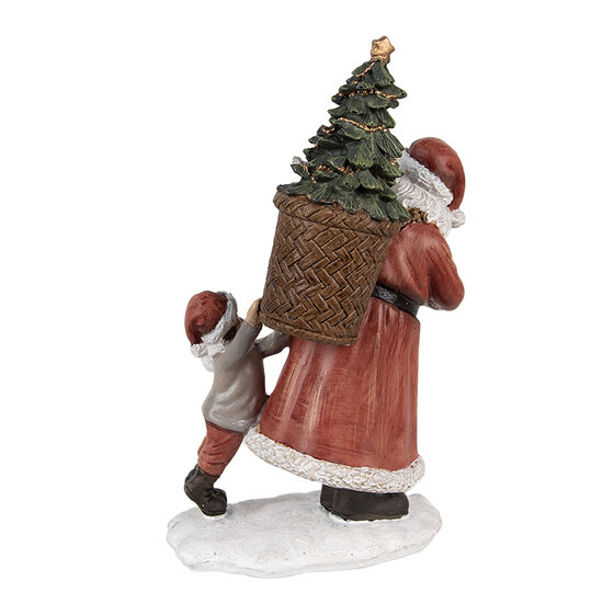 Clayre &amp; Eef   | Kerstdecoratie Beeld Kerstman Rood, Wit 12x9x19 cm | 6PR4940