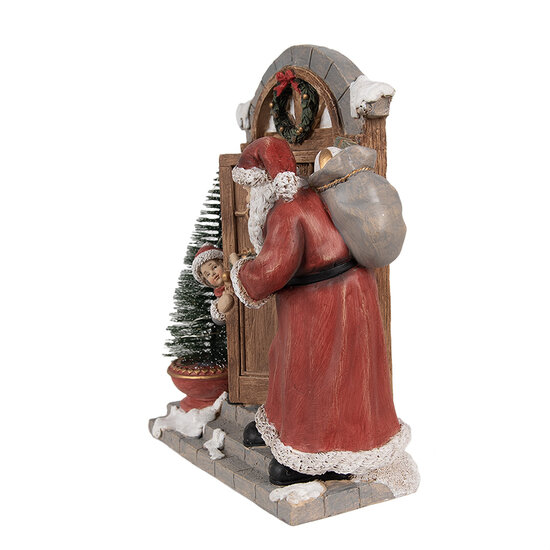 Clayre &amp; Eef   | Kerstdecoratie Beeld Kerstman Rood, Bruin 18x8x22 cm | 6PR4945