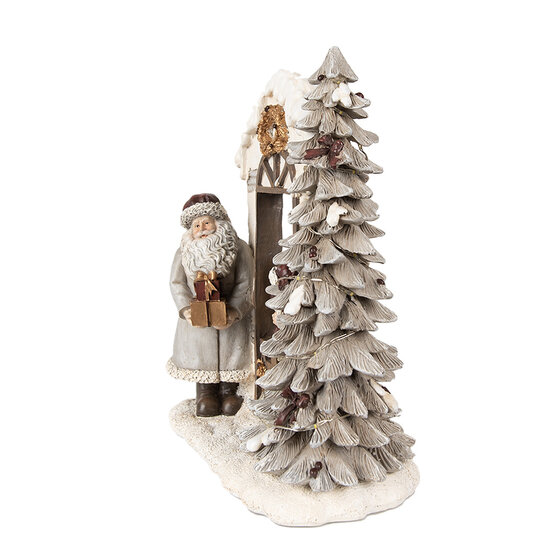 Clayre &amp; Eef   | Kerstdecoratie Beeld Kerstman Wit, Rood 22x10x23 cm | 6PR4950