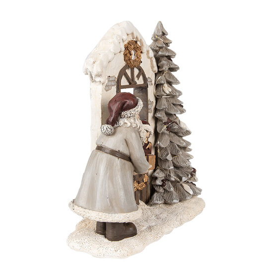 Clayre &amp; Eef   | Kerstdecoratie Beeld Kerstman Wit, Rood 22x10x23 cm | 6PR4950