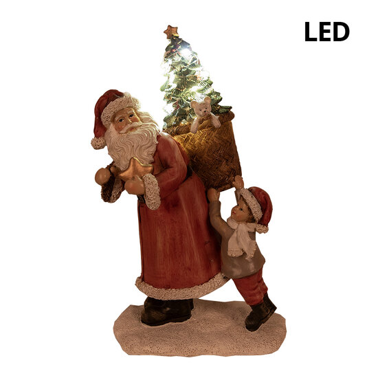 Clayre &amp; Eef   | Kerstdecoratie Beeld Kerstman Rood 17x13x27 cm | 6PR4958