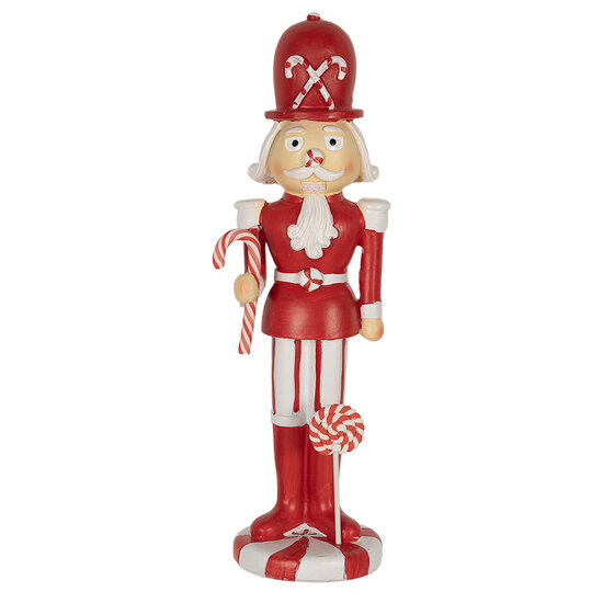 Clayre &amp; Eef   | Kerstdecoratie Beeld Notenkraker Rood Wit 7x7x23 cm | 6PR3984