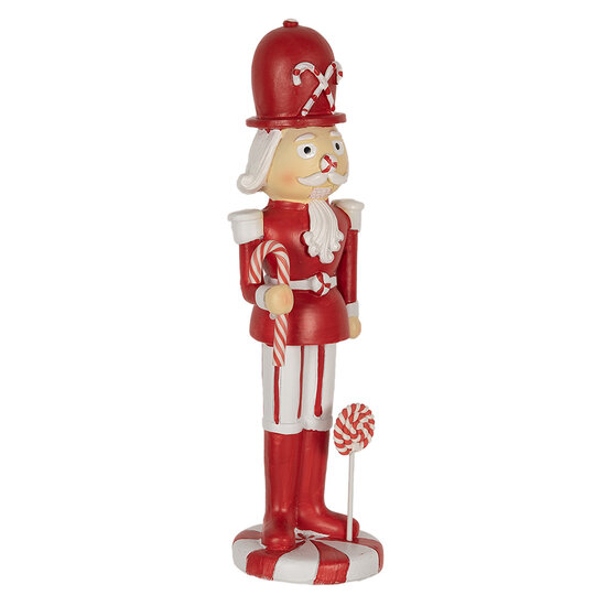 Clayre &amp; Eef   | Kerstdecoratie Beeld Notenkraker Rood Wit 7x7x23 cm | 6PR3984