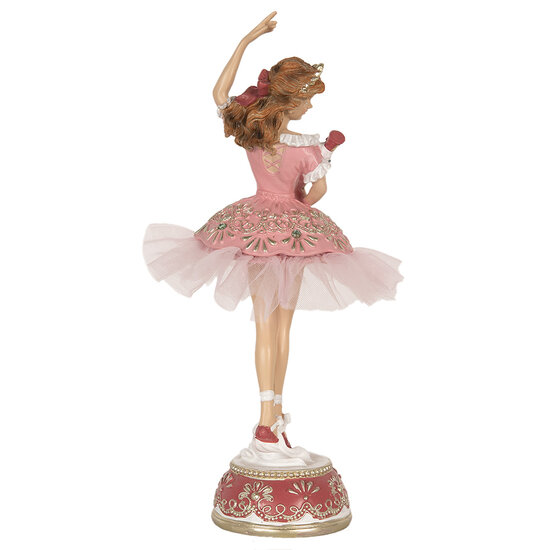 Clayre &amp; Eef   | Decoratie Beeld Ballerina Roze Wit 10x8x29 cm | 6PR4906