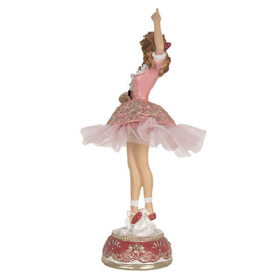 Clayre &amp; Eef   | Decoratie Beeld Ballerina Roze Wit 10x8x29 cm | 6PR4906