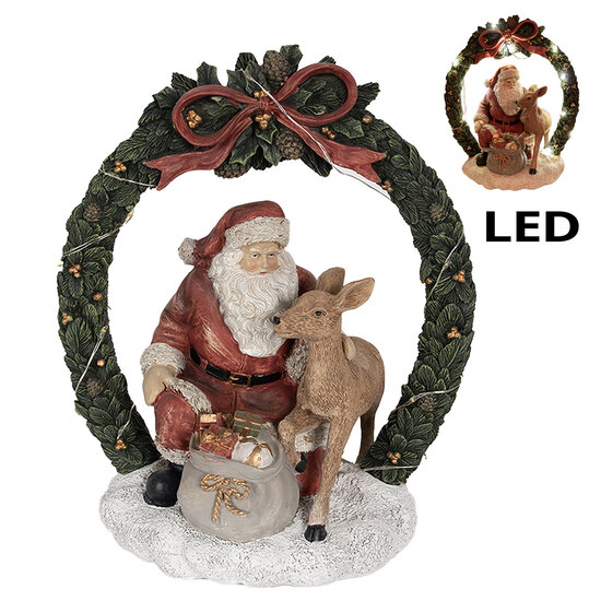 Clayre &amp; Eef   | Kerstdecoratie Beeld Kerstman Rood, Groen 19x12x23 cm | 6PR4959