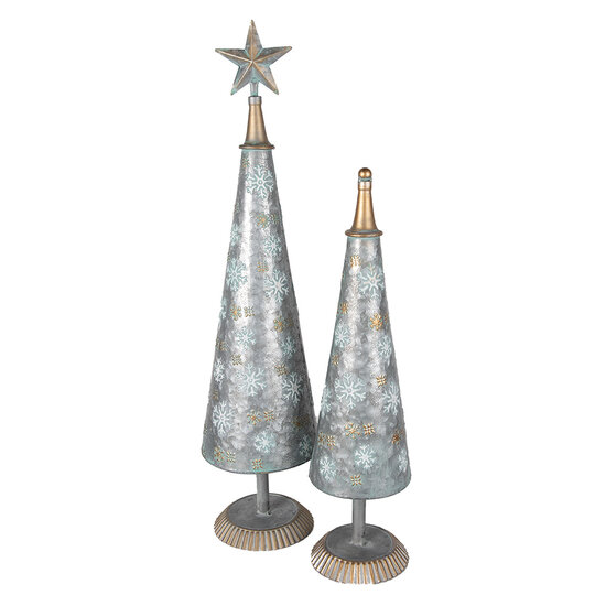 Clayre &amp; Eef   | Kerstdecoratie Kerstboom Grijs Goudkleurig &oslash; 15x64 cm | 5Y1174