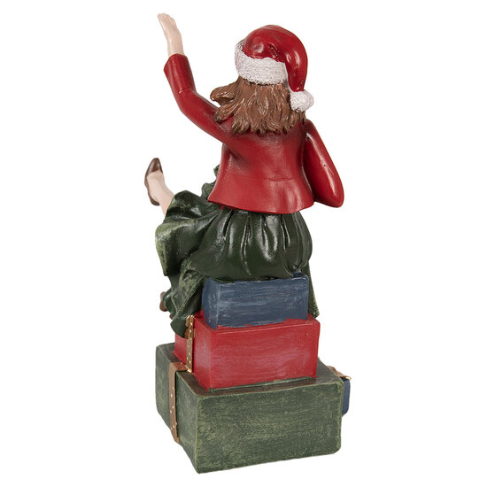 Clayre &amp; Eef   | Decoratie Beeld Vrouw Rood Groen 15x10x18 cm | 6PR3982