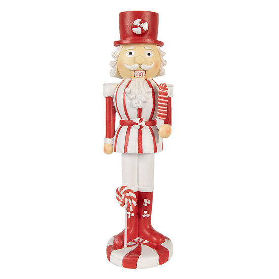 Clayre &amp; Eef   | Kerstdecoratie Beeld Notenkraker Rood Wit 7x7x23 cm | 6PR3985