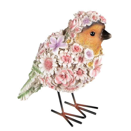 Clayre &amp; Eef   | Decoratie beeld Vogel Roze, Oranje 11x17x18 cm | 6PR4873