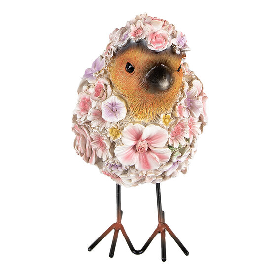 Clayre &amp; Eef   | Decoratie beeld Vogel Roze, Oranje 11x17x18 cm | 6PR4873