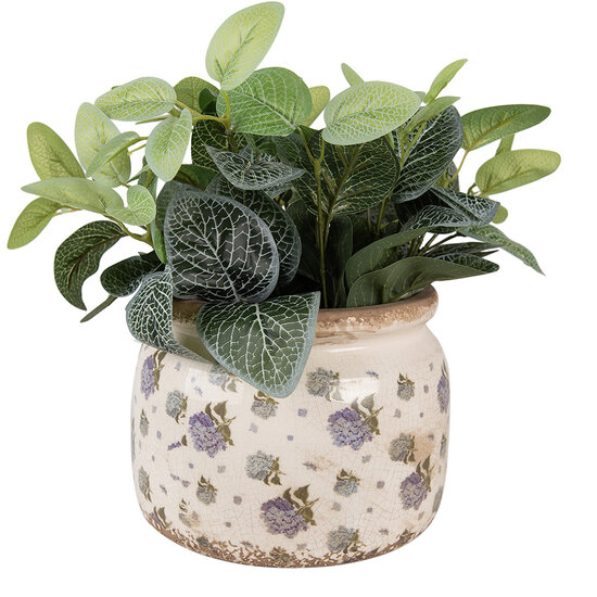 Clayre &amp; Eef   | Bloempot Binnen Beige Blauw &oslash; 20x15 cm | 6CE1639L