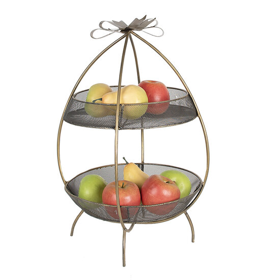 Clayre &amp; Eef   | Etag&egrave;re 2 laags Goudkleurig &oslash; 34x51 cm | 6Y5326