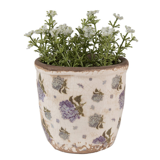 Clayre &amp; Eef   | Bloempot Binnen Beige Blauw &oslash; 11x10 cm | 6CE1638XS