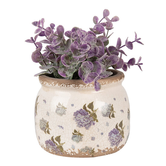 Clayre &amp; Eef   | Bloempot Binnen Beige Blauw &oslash; 12x10 cm | 6CE1639S