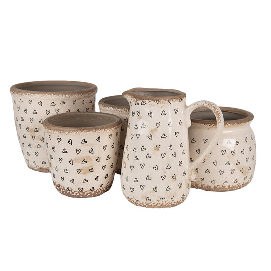 Clayre &amp; Eef   | Bloempot Binnen Beige Zwart &oslash; 13x12 cm | 6CE1652S