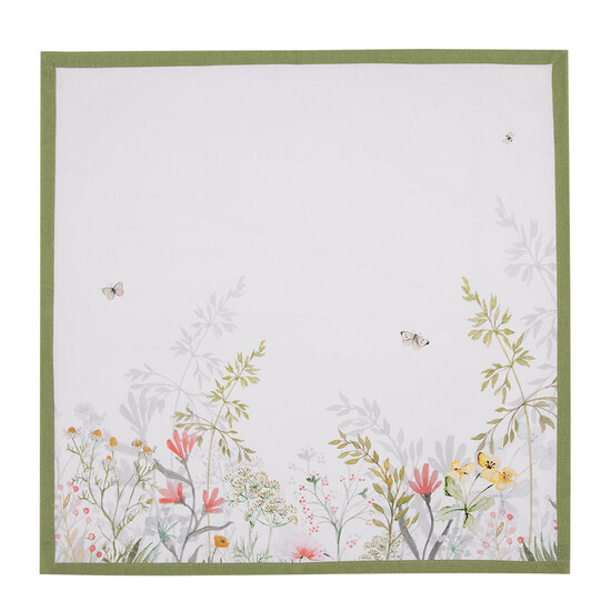 Clayre &amp; Eef   | Servetten Katoen (6) Wit Groen 40x40 cm | WFF43