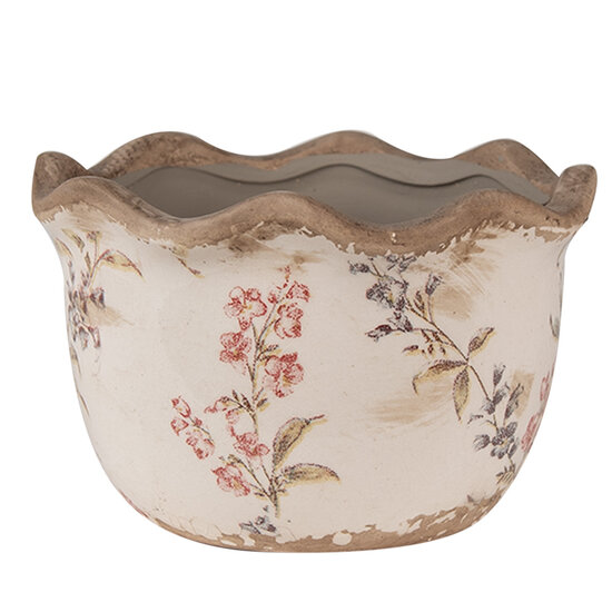 Clayre &amp; Eef   | Bloempot Binnen Beige Roze &oslash; 14x9 cm | 6CE1617S