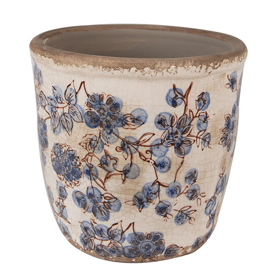 Clayre &amp; Eef   | Bloempot Binnen Beige Blauw &oslash; 14x14 cm | 6CE1619M