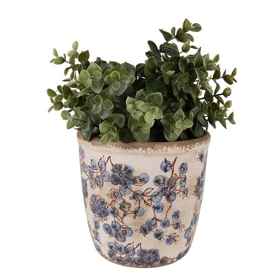 Clayre &amp; Eef   | Bloempot Binnen Beige Blauw &oslash; 14x14 cm | 6CE1619M