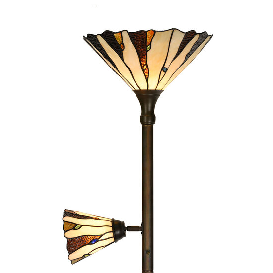 Clayre &amp; Eef   | Tiffany Vloerlamp Beige &oslash; 38x178 cm E27/max 1x60W E14/max 1x15W | 5LL-6319