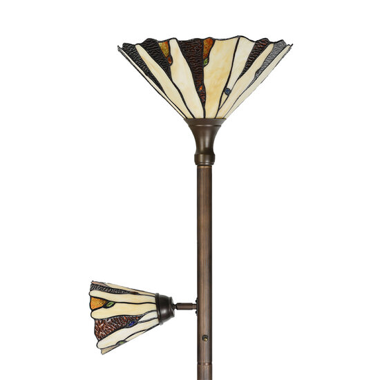 Clayre &amp; Eef   | Tiffany Vloerlamp Beige &oslash; 38x178 cm E27/max 1x60W E14/max 1x15W | 5LL-6319