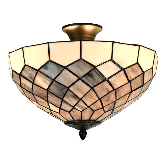 Clayre &amp; Eef   | Plafondlamp Tiffany Grijs &oslash; 41x24 cm E14/max 2x40W | 5LL-6331