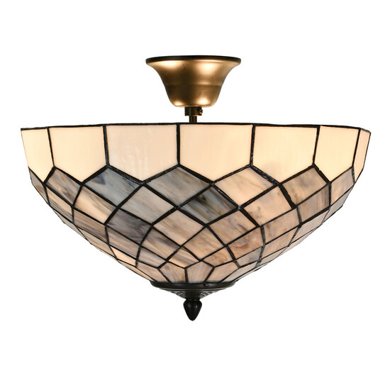 Clayre &amp; Eef   | Plafondlamp Tiffany Grijs &oslash; 41x24 cm E14/max 2x40W | 5LL-6331