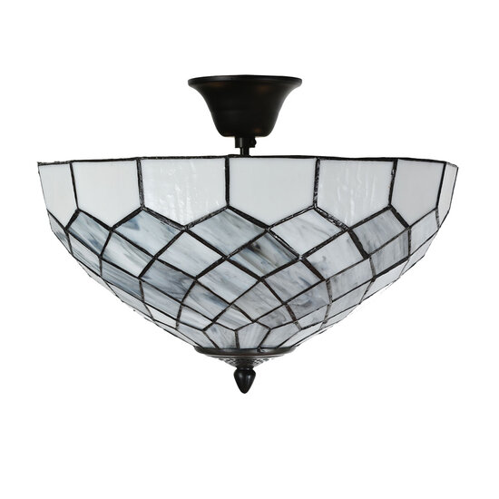 Clayre &amp; Eef   | Plafondlamp Tiffany Grijs &oslash; 41x24 cm E14/max 2x40W | 5LL-6331