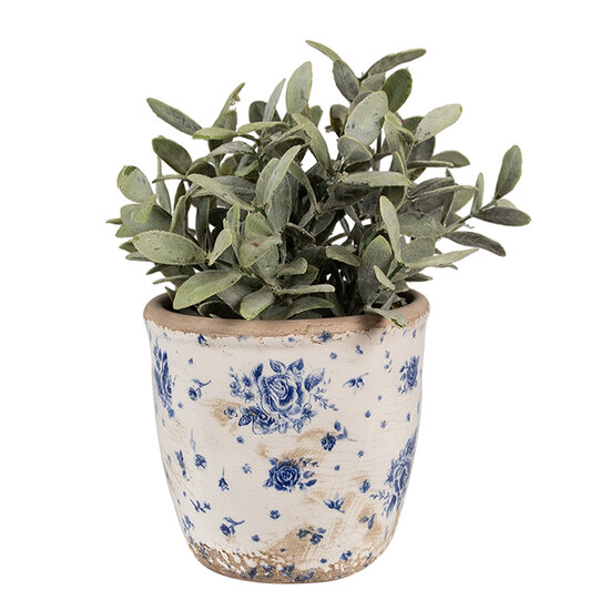 Clayre &amp; Eef   | Bloempot Binnen Beige Blauw &oslash; 13x12 cm | 6CE1658S