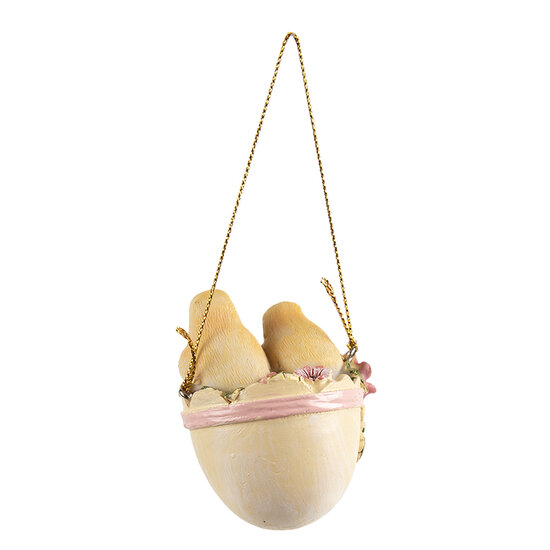 Clayre &amp; Eef   | Decoratie Hanger Kuikens Geel, Beige 5x5x7 cm | 6PR4983