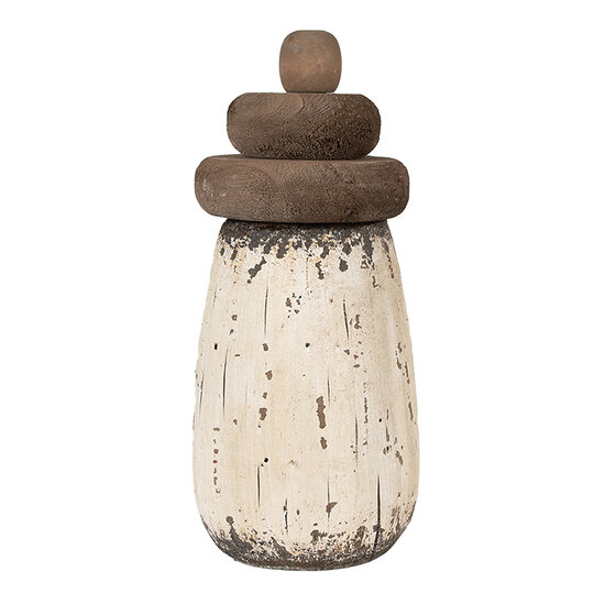 Clayre &amp; Eef   | Decoratie Vuurtoren Wit Bruin &oslash; 11x23 cm | 6H2335