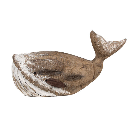 Clayre &amp; Eef   | Decoratie Walvis Bruin Wit 39x15x21 cm | 6H2341