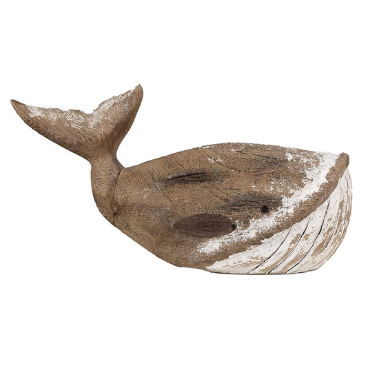 Clayre &amp; Eef   | Decoratie Walvis Bruin Wit 39x15x21 cm | 6H2341