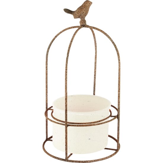 Dekoratief | Plantenhouder m/vogeltje, metaal/pvc, 18x18x34cm | A240291