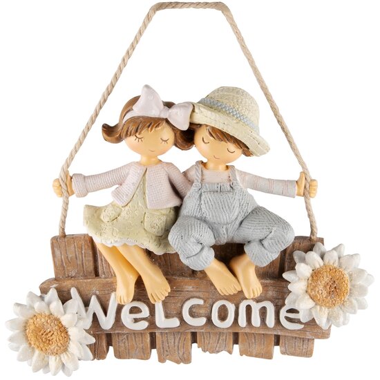 Dekoratief | Hanger kindjes &#039;Welcome&#039;, resina, 20x6x17cm | A240483