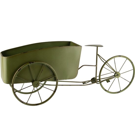 Dekoratief | Plantenhouder bakfiets, groen, metaal, 64x14x25cm | A240990